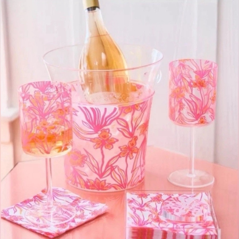 Lilly Pulitzer Pink and Orange Drinkware Set